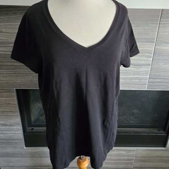 Canadian Brand Pima Cotton Stretch V-Neck T-Shirt Black XXL (20) EUC Basic Tee - Picture 1 of 2